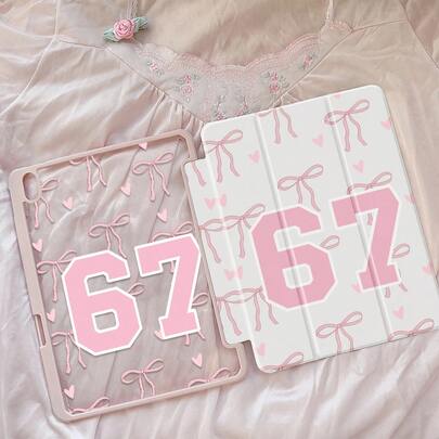 This Adorable Cartoon Anime Pink Bow Heart Double-Sided Acrylic Crystal Clear Back Cover Is Shock-Resistant And Durable, Suitable For IPad 7th, 8th And 10th Generation (10.2 Inch). It Has A Built-In Pen Slot, Supports Sleep/Wake Function And Multiple Folding Stand Modes, Making It An Excellent Holiday Gift.