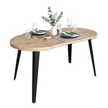 Miroytengo Mesa de Comedor Extensible Ancho 80/120/160 cm Mesa Redonda Berg Comedor Negro y Tono Claro 3 Posiciones con Patas de Metal y Tapa de Madera 80 cm Alto 76 cm Profundidad De 3 a 5 días de envio - Multicolor - Ver 2