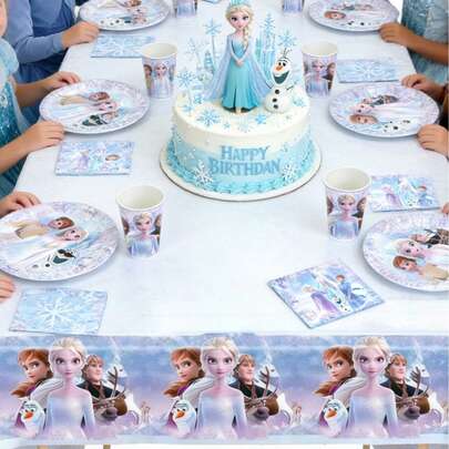 Frozen Anna Princess Birthday Party Decor Disposable Tableware Cup Plate Straw Banner Balloon Summer Party Supplies