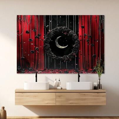 2D Flat Banner, 1 Piece For Parties, Gothic Style Wall Decoration Fabric Background, Suitable For Living Rooms, Offices, Bars, Cafes, Home Decoration, Parties, Mid Summer Holiday Backgrounds, Birthday Decoration, 2D Planes, Halloween Decorations, Halloween Arches, Halloween Background Walls, Gothic Headboards, Gothic Backgrounds