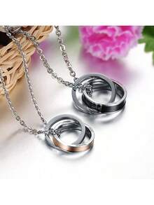 1 Bộ nhẫn và dây chuyền khắc tên cá nhân, Dây chuyền đôi, Dây chuyền cưới, Khắc tên theo yêu cầu, Dây chuyền cặp đôi, Dây chuyền nhẫn, Dây chuyền thông điệp ẩn, Quà tặng kỷ niệm, Quà tặng ngày Valentine - Nhiều màu - Xem 2