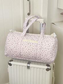 Bolsa de Viagem Acolchoada com Estampa Floral, Grande Capacidade, Bolsa de Mão, Bolsa de Mãe, Alça de Ombro Destacável, Bolsa de Bagagem Lavável, Suprimentos para Quarto e Dormitório - Multicolorido - Visão 3