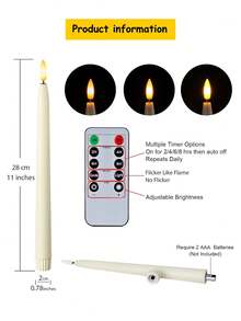Bộ 6 nến điện tử không lửa kèm điều khiển từ xa/hẹn giờ, nến LED chạy bằng pin, nến màu trắng ngà, nến thon dài, nến nhấp nháy ước nguyện, thích hợp cho chân nến, đám cưới, tiệc tùng, bàn ăn, Giáng sinh, Halloween, Ngày lễ tình nhân, Ngày của Mẹ, trang trí trung tâm bàn tiệc ngày lễ. - Màu trắng - có điều khiển từ xa - Xem 12