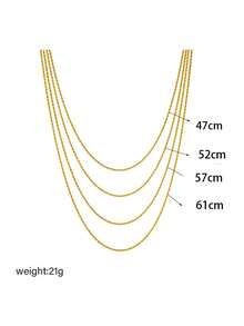 1pc 4-Layer Stainless Steel Twist Chain Necklace, Hip-Hop Style Collar Chain For Daily Wear - Yellow Gold - View 6