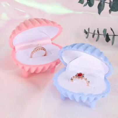 SMI Fine 1 Piece Jewellery Storage,Velvet Earring Gift Box Shell Jewelry Storage Case Showcase Display Organizer Box For Necklace Earrings WeddingRings