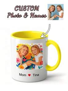 1pc Custom Photo&Name Mug, Custom 11oz Bicolor Mug, Best Mom Mug,Custom Mug With Names, Art Effect Mug,Custom Name Coffee Mug, Personalized Name Mug, Personalized Mug, Personalized Mug With Name,Bicolor Mug, Warm Gift, Ideal For Mother's Day Gift Father's Day, Birthdays, Anniversaries, Wedding Gift, Couples Gift, Best Gift For Dad, Husband, Gift For Him - Multicolor - View 14