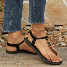 Summer Essential. Beaded Clip-On Sandals. Handmade Beading. Vacation Eye-Catching Accessory. - Black - View 5