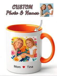 1pc Custom Photo&Name Mug, Custom 11oz Bicolor Mug, Best Mom Mug,Custom Mug With Names, Art Effect Mug,Custom Name Coffee Mug, Personalized Name Mug, Personalized Mug, Personalized Mug With Name,Bicolor Mug, Warm Gift, Ideal For Mother's Day Gift Father's Day, Birthdays, Anniversaries, Wedding Gift, Couples Gift, Best Gift For Dad, Husband, Gift For Him - Multicolor - View 12