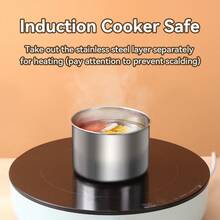 304 Stainless Steel Bento Box Adult, Microwavable Lunch Containers, Round Insulated Bowl With Lid, Leak Proof Travel Food Containers, Bento Box With Lunch Bag, Snack Containers With Lids, Student School Lunch Bowls, Metal Lunch Box - Multicolor - View 8