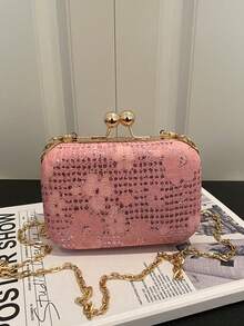 Cheongsam Dedicated Handbag, High-End Clutch Bag, Formal Dress Handbag, Wedding Mother Of The Bride Bag - Pink - View 3