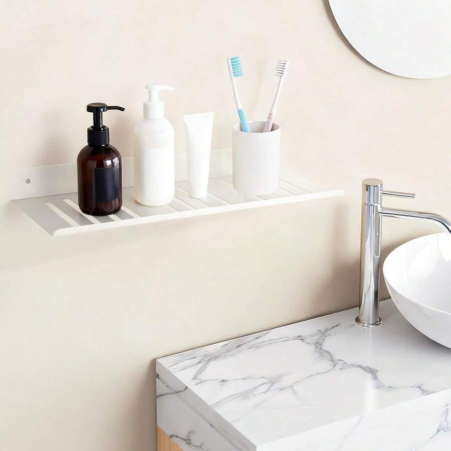 Euuztu Over Sink Shelf – Bathroom Sink Shelf Over Faucet, Wall Mounted Floating Organizer Bathroom & Kitchen (White, 16 Inch, 1 Piece) - 黑色 - 查看 1