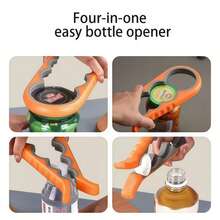 1 pieza Abridor de botellas y tarros multifunción, adecuado para personas con manos débiles, puede abrir fácilmente diferentes tapas de botellas y tarros, diseño de mango antideslizante, herramienta de cocina práctica y conveniente - Ver 8