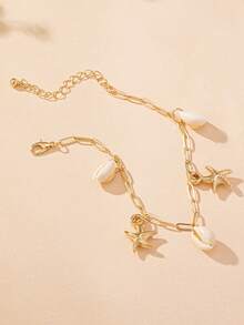 1 chiếc vòng chân mặt dây chuyền hình sao biển tinh tế, thời trang, thích hợp cho phụ nữ đeo hàng ngày và đi nghỉ mát ở bãi biển. - vòng chân hình sao biển - Xem 2