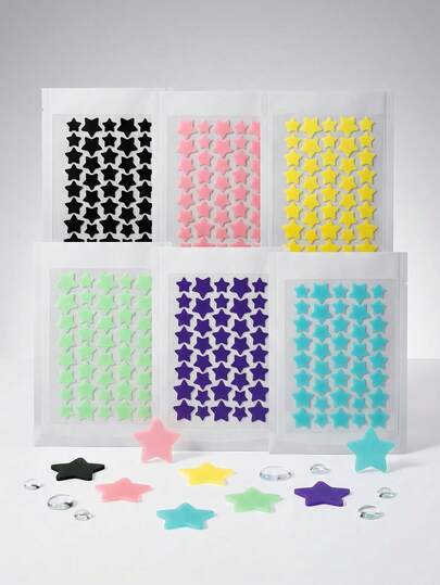 240片/40片装星形水凝胶贴纸，水凝胶遮瑕贴纸，星形脸部贴纸，万圣节装饰贴纸，圣诞节装饰贴纸，五角星贴纸，彩色装饰贴纸，适用于派对节日拍照装饰，脸部装饰贴纸，派对装饰贴纸，适用于房间装饰、梳妆台、卧室、旅行、旅行必备品、装饰配件，经济实用，圣诞礼物，化妆工具，价格实惠，礼品，赠品，女士礼物，圣诞礼物