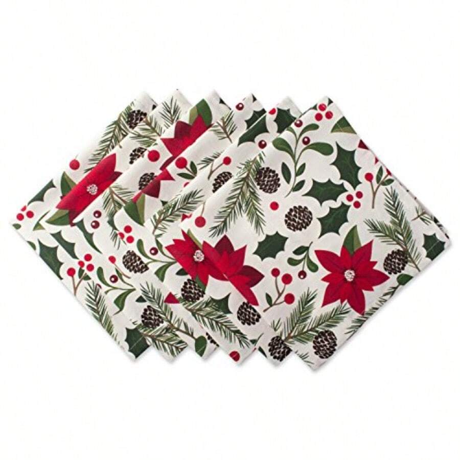 DII 100% algodón Lavable a máquina Cena y día Festivo Mantel Woodland Christmas Napkin 1 6 - Navidad en el bosque - Ver 1