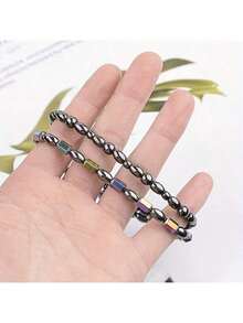 Couples Weight Loss Natural Black Gallstone Anklet, Yoga Magnetic Stone Couples Bracelet - Black - View 4