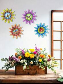 1件/4件装 亮丽金属花卉墙饰 - 悬挂式装饰，色彩缤纷的花园雕塑，适用于室内外，是客厅、卧室、婚礼礼物和家居装饰的完美之选，室内墙面装饰 | 花园艺术 | 金属质感，花卉装饰 - 2.5D昆蟲圖案花 - 查看 1