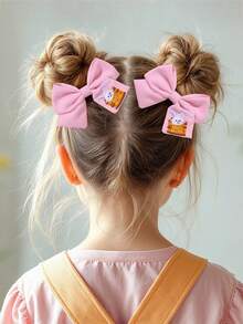 2个复活节女孩优雅蝴蝶结发夹，可爱卡通蝴蝶结发卡 - 彩色 - 查看 3