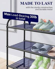 Shoe Rack - Stainless Steel Shoe Organizer, Sturdy Shoe Rack For Closet And Front Door Entrance, Free Standing Shoe Shelf, Closet Organizers And Storage, 25.6" Wide - 3 Tier, Black - 黑色 - 查看 4