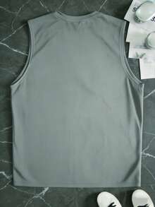 Áo tank top thể thao nam cỡ lớn in khẩu hiệu Victory, thích hợp mặc hàng ngày vào mùa hè và các hoạt động ngoài trời. - Xám - Xem 3