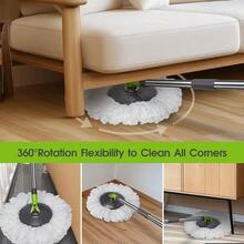 Masthome 36 Commercial Mop With 3 Microfiber Pads Pedal Spin Mop And Bucket With Wringer Set And 3 Mop Pads - Home Office Suitable - mặc định - Xem 7