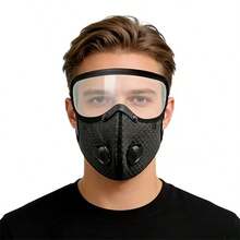 1个可拆卸户外口罩，防尘，可重复使用，男女通用，几何图案，魔术贴闭合，需手洗 - 黑色 - 查看 5