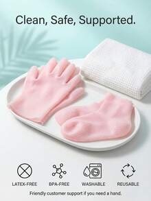 1 套包含 1 双袜子 + 1 双手套 - 硅胶防护保湿足部去角质膜袜子和手套、防水防裂足膜袜子、保湿美白手套、保湿袜、护肤袜、沙滩袜 - 彩色 - 查看 9