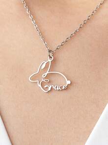 Customized Minimalist Fashion Name Necklace, Easter Gift, Personalized Name Pendant Necklace, Stainless Steel Jewelry, Girlfriend/Boyfriend Gift, Anniversary Birthday Gift, Suitable For Teenagers, Middle/High School Students, College Students, Elegant And Romantic - Multicolor - View 10