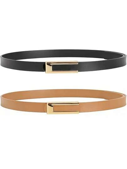 1/2 chiếc thắt lưng cài nút tối giản màu trơn, thiết kế hình học độc đáo.