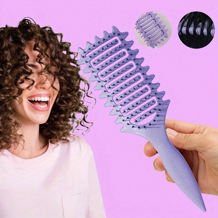 1pc Curling Hair Brush With Ventilation Holes, Helps Shape Curly Hair, Suitable For All Hair Types, Unleash Your Hair Potential - Multicolor - View 1