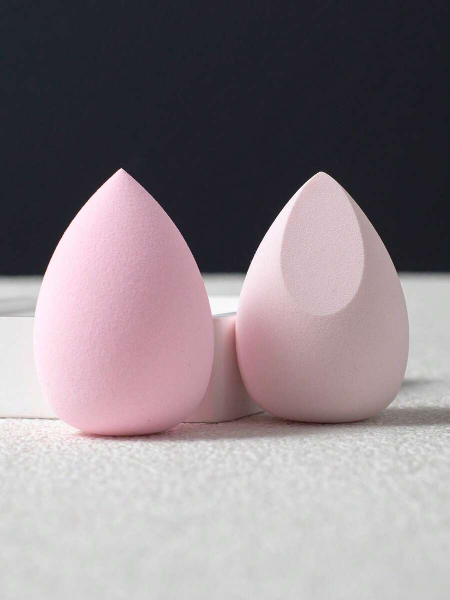 2pcs Makeup Sponge Blender, Beauty Makeup Sponge For BB Cream, Foundation, Buildable Flawless Base, Suitable For All Skin Types, Expands When Wet - Pink - View 1