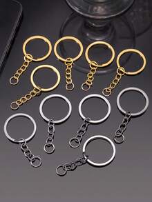 60/30个金属钥匙圈批发，适用于圣诞节、母亲节、新年、情人节、斋月、汽车钥匙链配件、DIY吊坠、卡通玩具配件 - 金色 - 查看 10