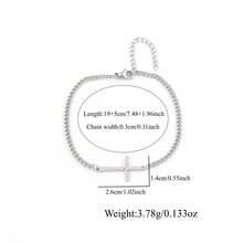 1pc Fashion Simple Cross Golden/Silvery Stainless Steel Chain Bracelets For Men - Cross - View 3
