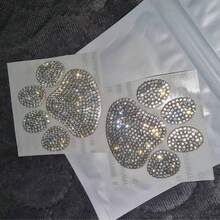 2入銀色水鑽爪印貼紙，適用於汽車內外裝飾，汽車動物爪印貼紙，車窗桿、車身酷炫設計爪印動物熊狗貓足跡貼紙，汽車創意外裝配件 - 2pcs貓爪印貼紙 - 查看 3
