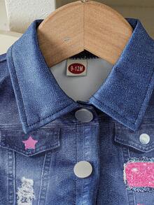 Baby Girls' Fashion Casual Cute 3-Piece Set: Sleeveless Printed Top + Printed Camisole + Printed Simple Shorts - Blue - View 3