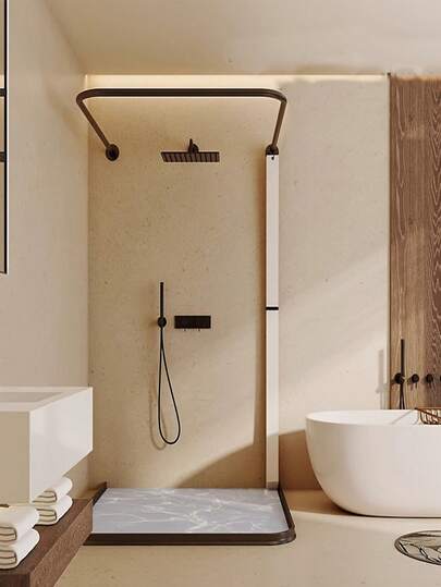 U-Shaped Curved Design, Perfectly Fits Corners/Bathtubs To Form A Closed Shower Area