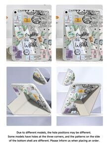 Travel Pattern Tablet Case Compatible With IPad Air 11-Inch M3 2025 / M2 2024, Air 5th Generation 2022 , (A16) 11 Inch 11th Generation 2025,Compatible With Samsung Galaxy Tab,Kindle Paperwhite 12th Gen 2024, Clear Back ,Fashion Pattern Protective Case,Autlueomatic Sleep And Wake-Up Function, Airbag Protection, Suitable For Gifts And Office Use - Multicolor - View 7