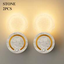 Lampe murale à capteur de cristal, lampe de décoration murale en acrylique, rechargeable par USB sans fil, 3 couleurs réglables, batterie longue durée, éclairage doux, préservant les yeux, convient pour armoire, placard, escalier, couloir, chambre, bureau, salle de bain, cadeau de Noël et d'anniversaire - Multicolore - Voir 21