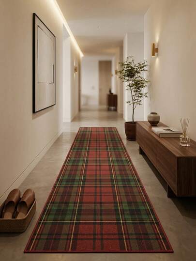 1pc Rug/Carpet/Area Rug/Bath Mat/Bath Rug/Door Mat/Runners/Runner Rug, Nordic Modern Minimalist - Multicolor Plaid Geometric Striped Runner Rug, Suitable For Bathroom, Kitchen, Entryway, Hallway, Bedside, Living Room, Bedroom, Soft & Washable, Home Decor