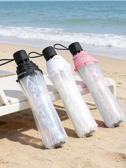 1pc Pvc Transparent Folding Umbrella,Outdoor Travel Portable Umbrella, Stylish Portable Transparent Umbrella,Student Backpack Umbrella,Back-To-School Season Essentials,Travel Essential, Travel Accessory, Car Accessory, Outdoor Gear, Plum Rain Season,Birthday Gifts, Summer Gifts, Party Gifts, Holiday Gifts