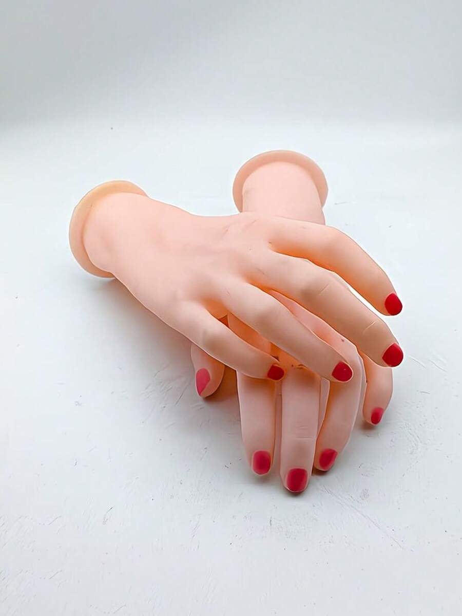 Resin Soft Silicone Fake Hand Model, Bendable Fingers For Nail Art Practice, Bracelet, Watch And Ring Display, Suitable For Livestream And Window Display - A - View 1