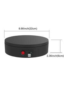 Plataforma giratoria eléctrica de 22 cm/8.66 pulgadas, capacidad de carga de 20 kg/44 lbs, control remoto, velocidad ajustable 360°, adecuada para fotografía, joyería, modelos 3D, relojes, alimentada por USB - Negro - Ver 3