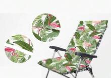 Poduszka na leżak Merca9 Home Tropical, wyściełana mata do ogrodu i basenu (120x50 / 180x50 cm), wypełnienie z hipoalergicznej włókniny, letnia dekoracja zewnętrzna, trwała i miękka - Flamenco - Zobacz 2