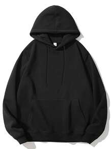 Single Men's Fall/Winter -Lined Hooded Sweatshirt |   Double-Sided Print Geometric Pattern Casual Style Washable High-Quality Top Essentials Hoodie Hoodie Women Sweatshirts Women Hoodies Men's Hoodie Sweatshirts Men Essentials Fear - 黑色 - 查看 2