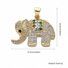 1件装奢华铜质大象吊坠，可DIY手链、项链、耳环、包包挂饰 - 彩色 - 查看 9