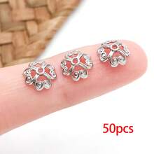 50pcs Bead Caps 18K Golden Plated Pretty Filigree Flower Bead Caps Brass Flower End Caps Loose Beads For Bracelet Necklace DIY Jewelry Making Crafts Supplies - Multicolor - View 9