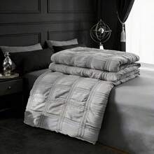 1pc Bubble Chiffon Quilt, Ultra Soft & Skin-Friendly Air Conditioning Quilt, Suitable For All Seasons, Bedroom, Living Room Use - Dark Grey - View 6