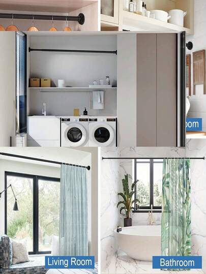 Stainless Steel Extendable Shower Curtain Rod, Mesh Curtain Rod, Adjustable Telescopic Rod Suitable For Kitchen Cabinet Bathroom Window