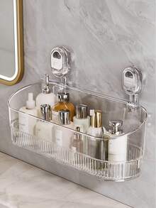 No Drill Strong Suction Cup Storage Box, Luxury Transparent Large Capacity, Bathroom Kitchen Wall Mounted Organizer Basket - Multicolor - View 4