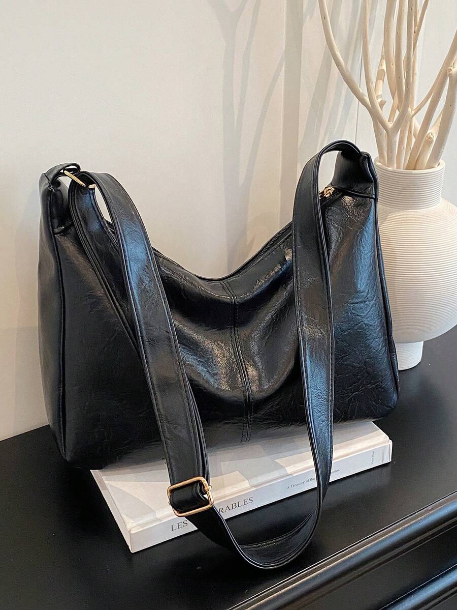 Vintage Large Capacity Crossbody Bag, New Arrival High-End Commuting Shoulder Tote Bag For Women - Black - View 1